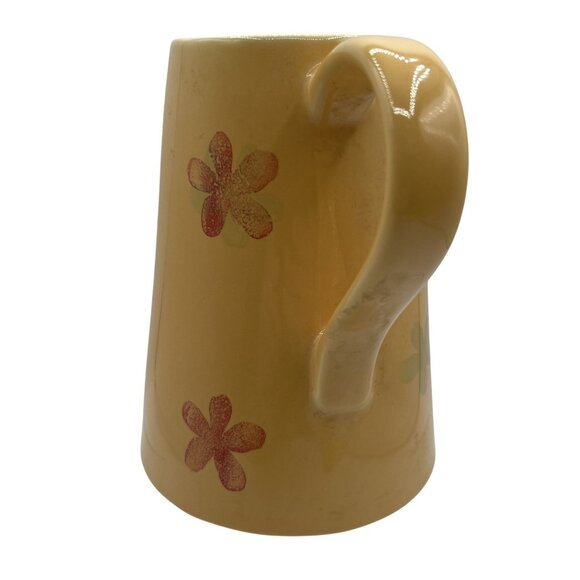 Vintage RARE Liddy Yellow Ceramic Retro Pitcher Floral Artist Signed Collectable - Picture 3 of 9